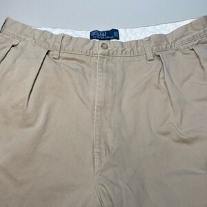 90s Polo by Ralph Lauren Pants 38x32 (36x30.5) Mens Andrew Pleated Beige VGUC